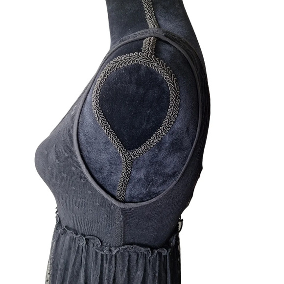 NEW Show Me Your Mumu Black XS Sheer Sleeveless Swiss Dot Maxi Dress Ruffles - Picture 6 of 15